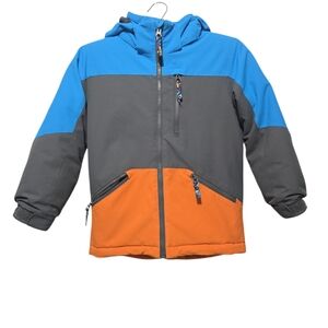 Boulder Gear Colorblock Hooded Winter Ski Snow Jacket Blue Gray Orange Youth 6